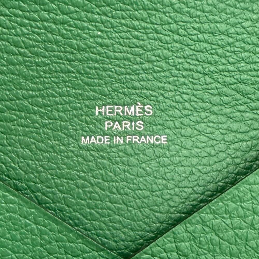 HERMES Calvi Veau Epsom Silver Hardware Business Card Holder/Card Case Green ... - Picture 7 of 9